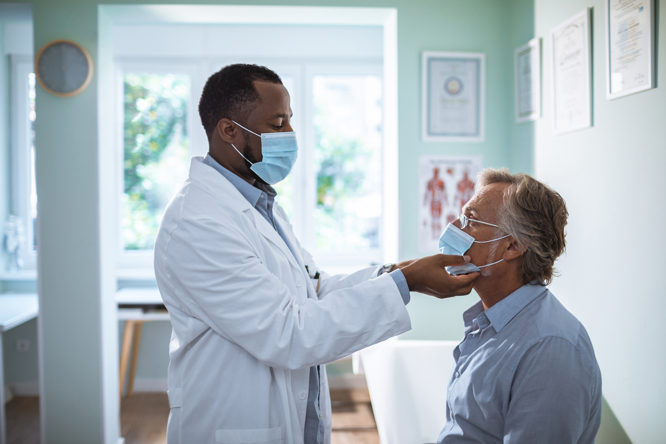 Medical Exam Close up of a mature man having a medical exam done in the doctors office